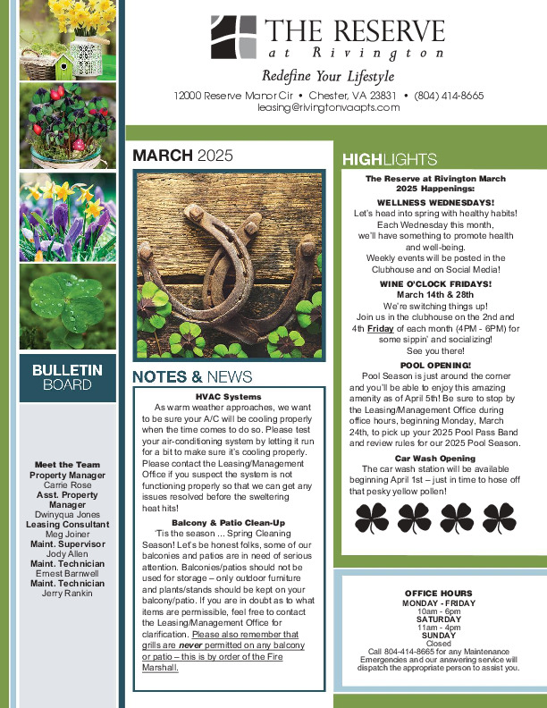 Rivington Newletter March 2025