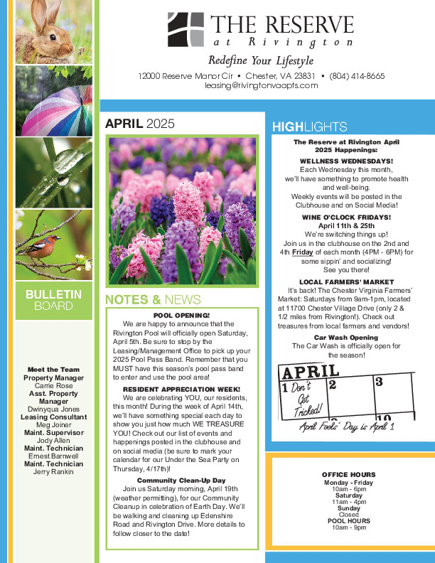 Rivington newsletter April 2025