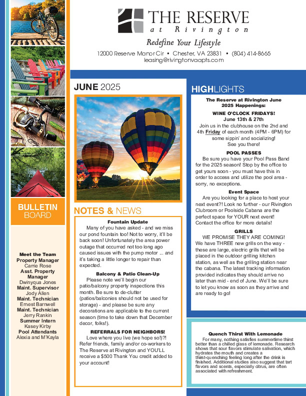 Rivington newsletter June 2025