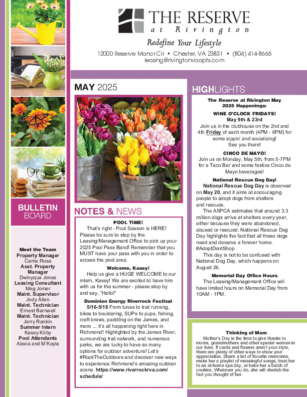 Rivington newsletter May 2025