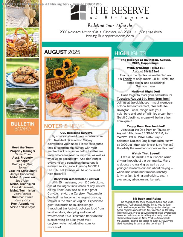 Rivington newsletter August 2025-min