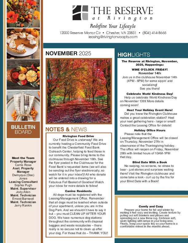 Rivington newsletter November 2025