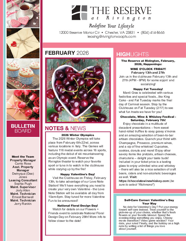 Rivington newsletter February 2026